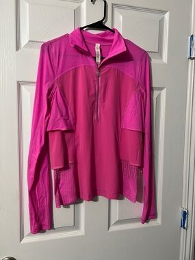 Lululemon athletica Vibrant Pink Quarter-Zip Long Sleeve Top
